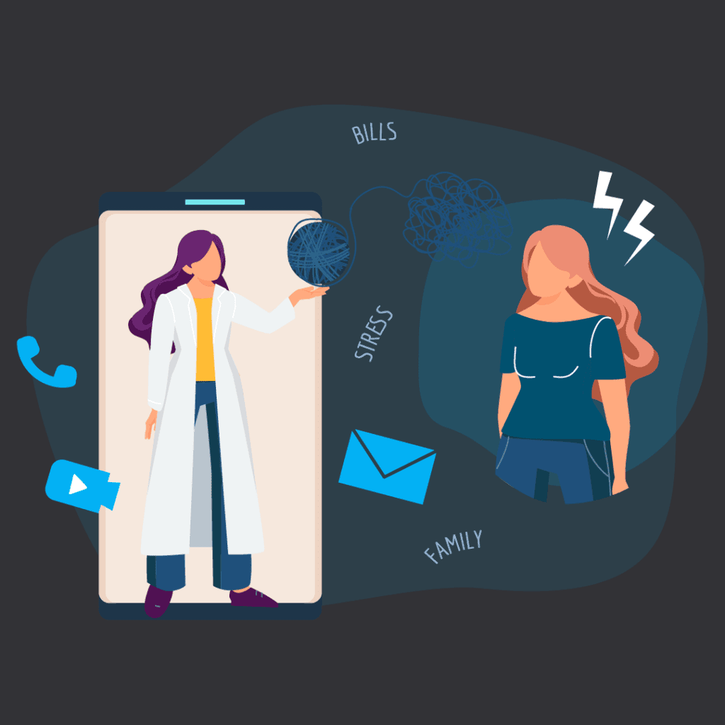 Mental Health Telemedicine Illustration